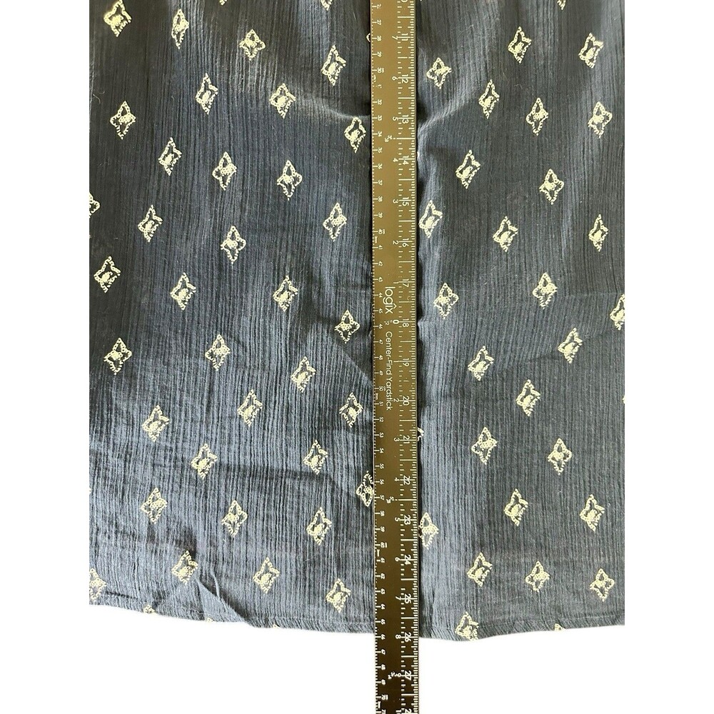 Lucky Brand Tank Top M Sleeveless Navy Embroidered Boho Festival Peasant Shirt - Picture 7 of 7